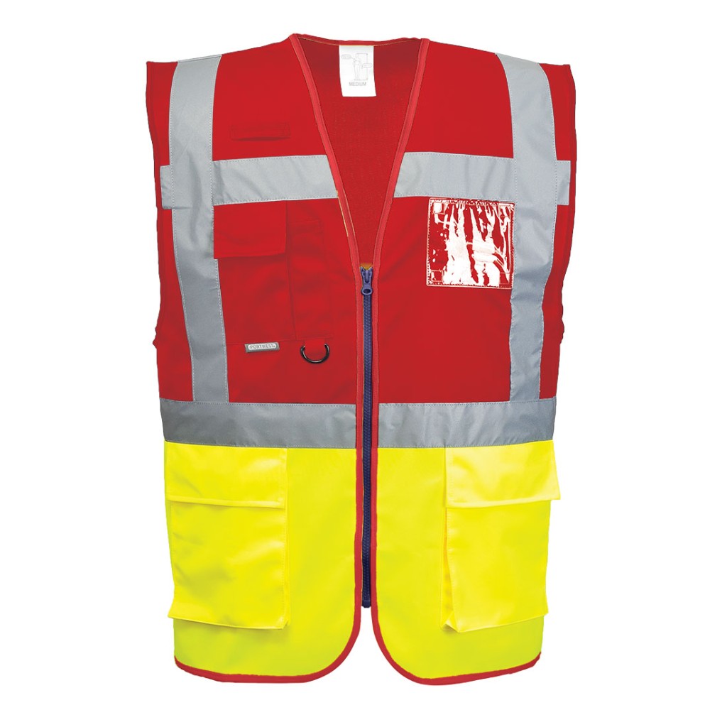 A high-visibility yellow vest featuring retroreflective tape panels, suitable for a wide range of outdoor and site work applications.