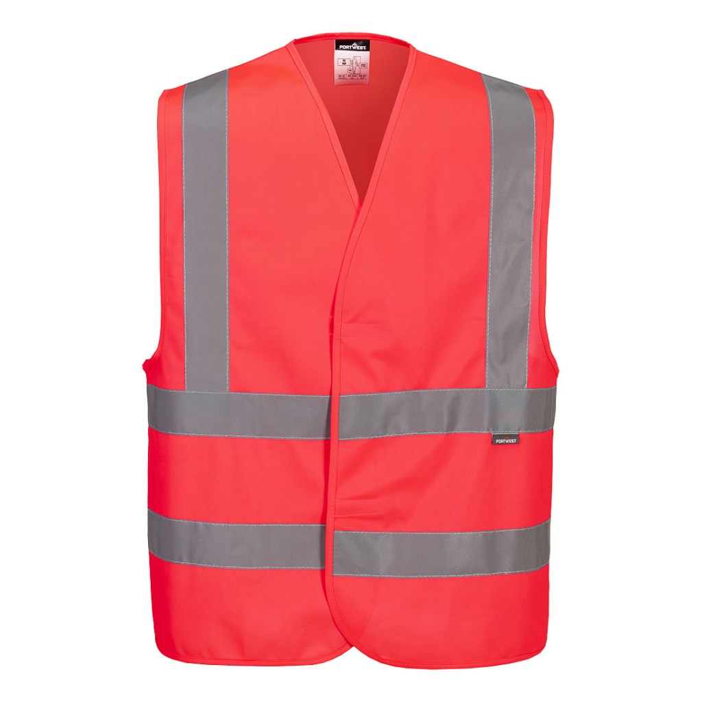 A high-visibility yellow vest featuring retroreflective tape panels, suitable for a wide range of outdoor and site work applications.