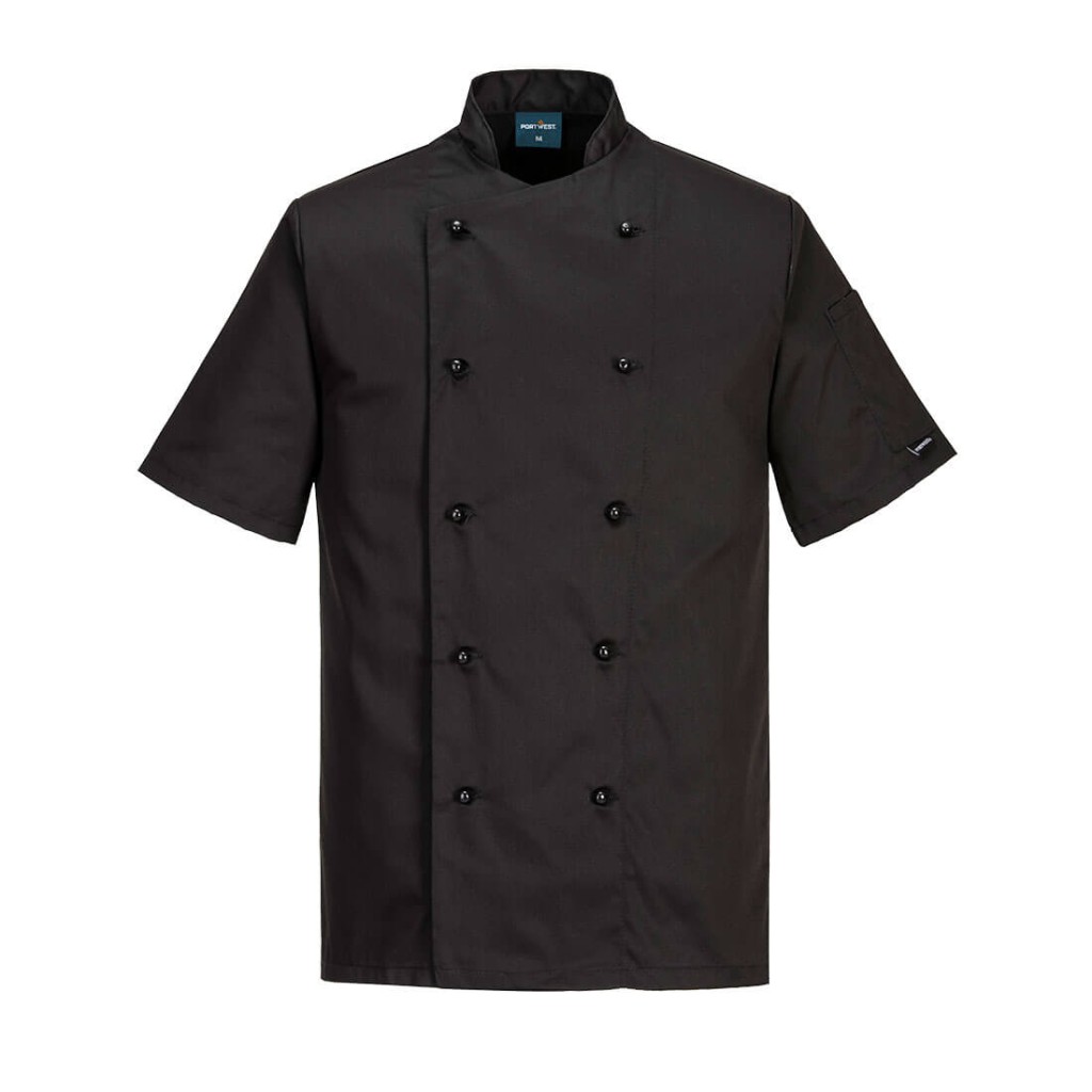 A jacket designed for use on construction sites and in industrial work environments.,