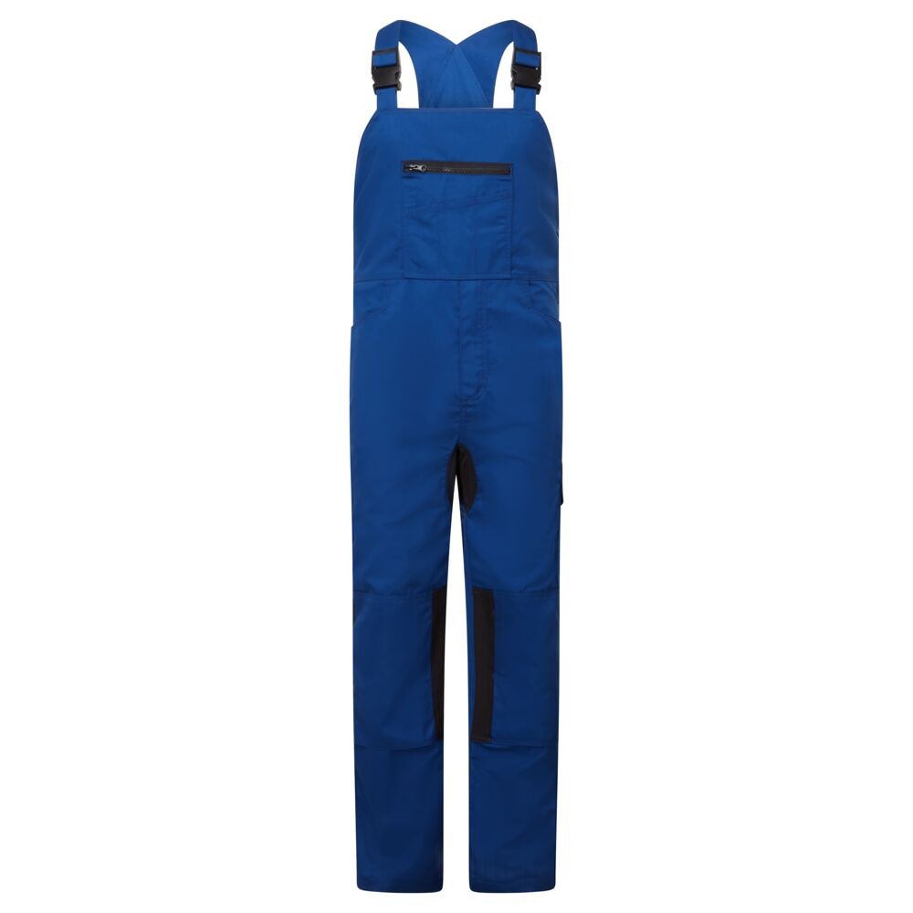 A blue workwear garment featuring stretch panels for ease of movement, suitable for a wide range of outdoor and site work applications.