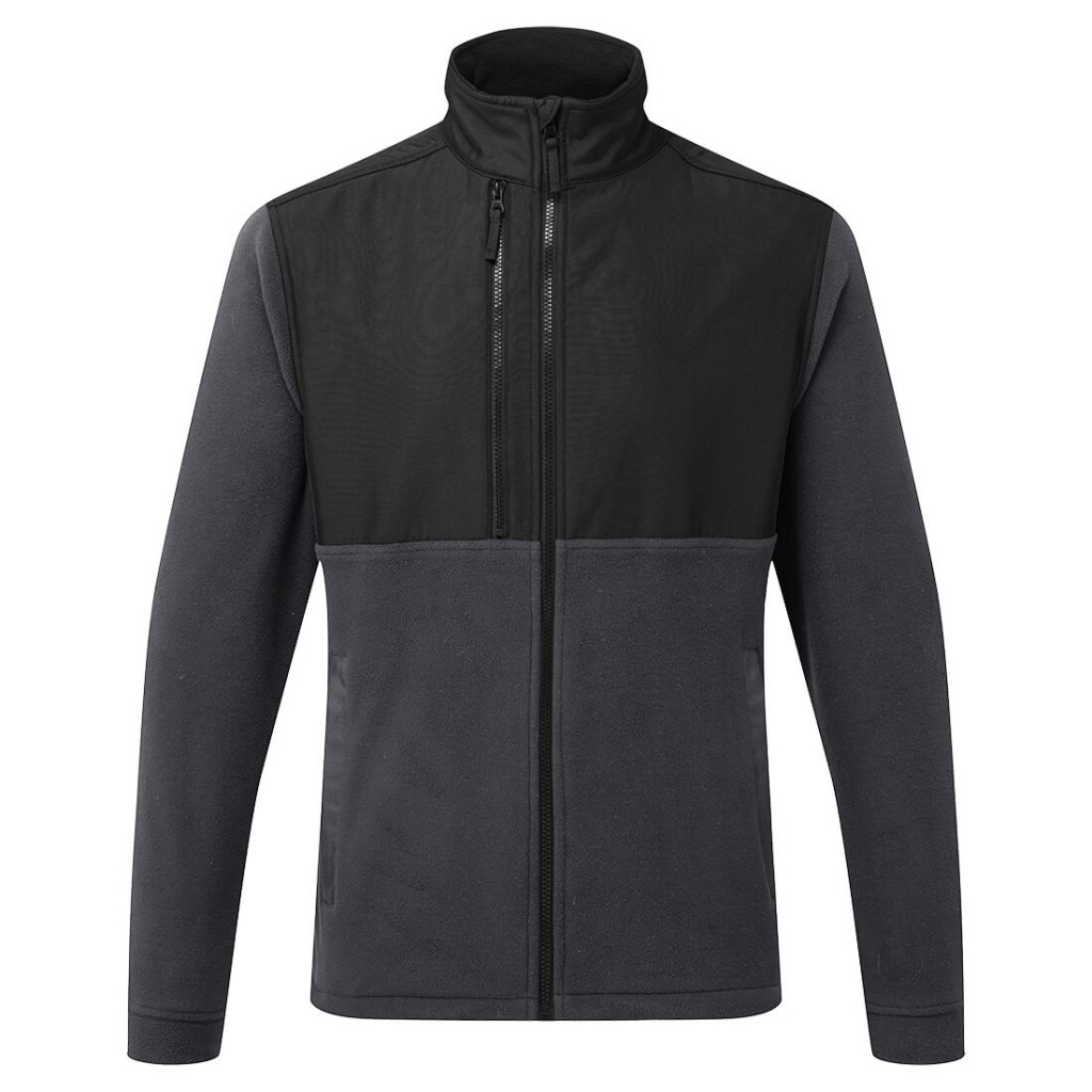 A grey workwear garment designed for use on construction sites and in industrial work environments.,