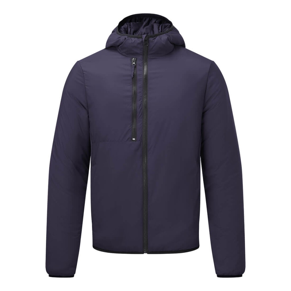 A navy blue padded jacket featuring a warm thermal lining, suitable for a wide range of outdoor and site work applications.