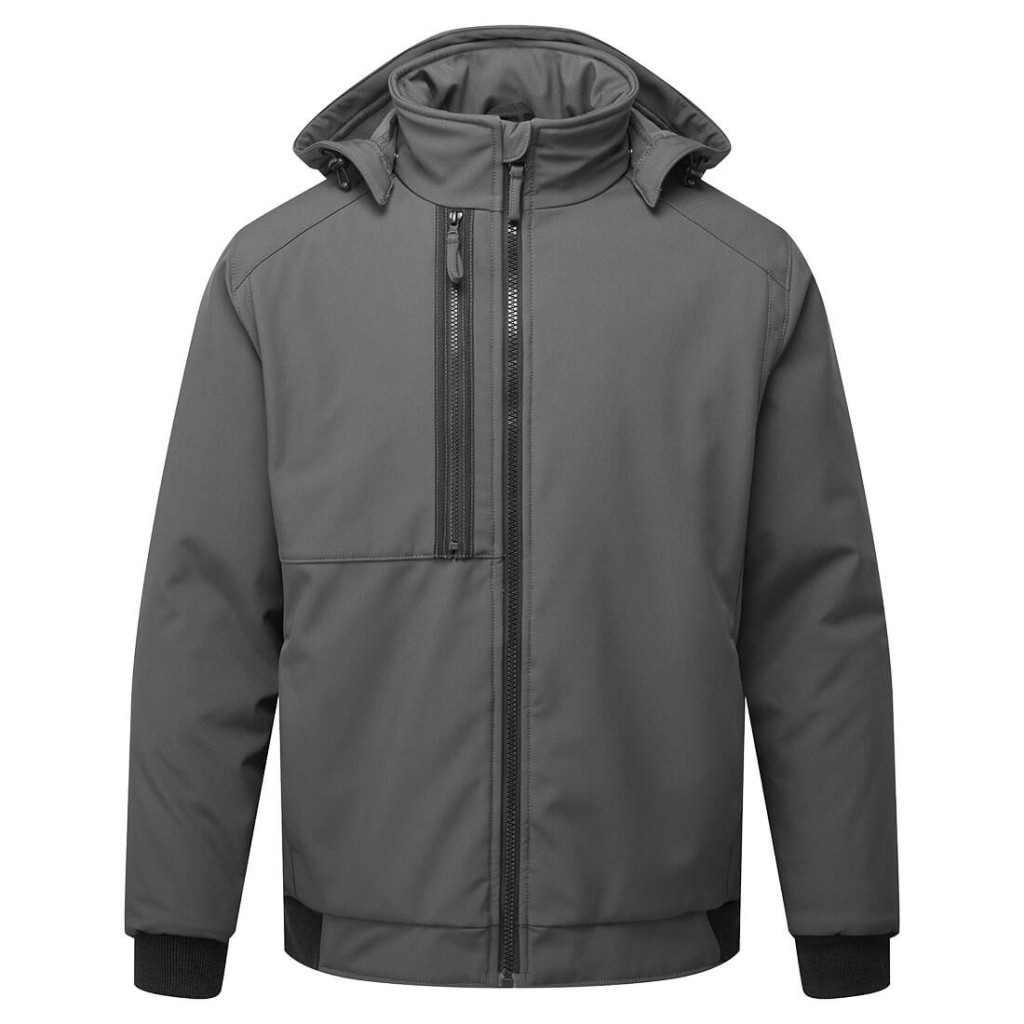 A grey workwear garment featuring a warm thermal lining, suitable for a wide range of outdoor and site work applications.