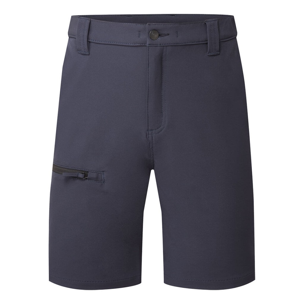 A navy blue workwear garment featuring stretch panels for ease of movement, suitable for a wide range of outdoor and site work applications.