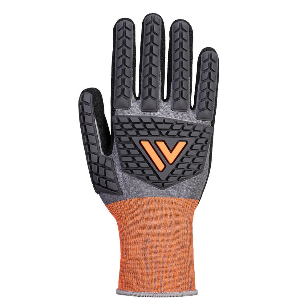 A pair of grey disposable nitrile gloves with a textured fingertip for grip, offering protection against chemicals and contaminants.