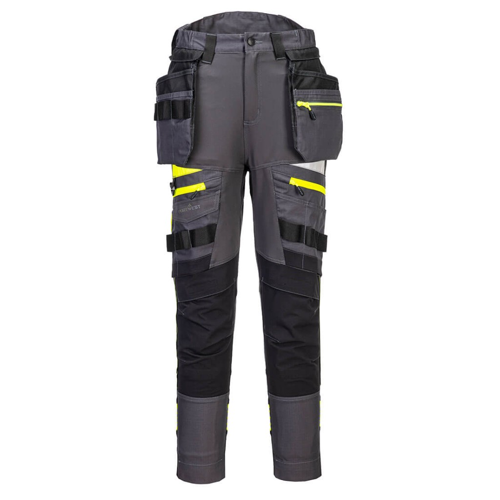 A pair of women's grey work trousers featuring functional pockets, suitable for a wide range of outdoor and site work applications.