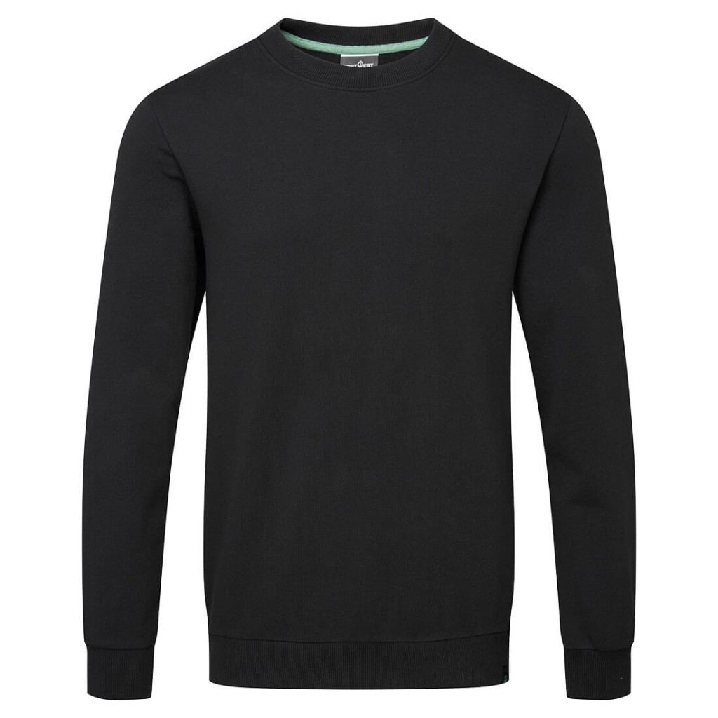 A black work shirt designed for use on construction sites and in industrial work environments.,