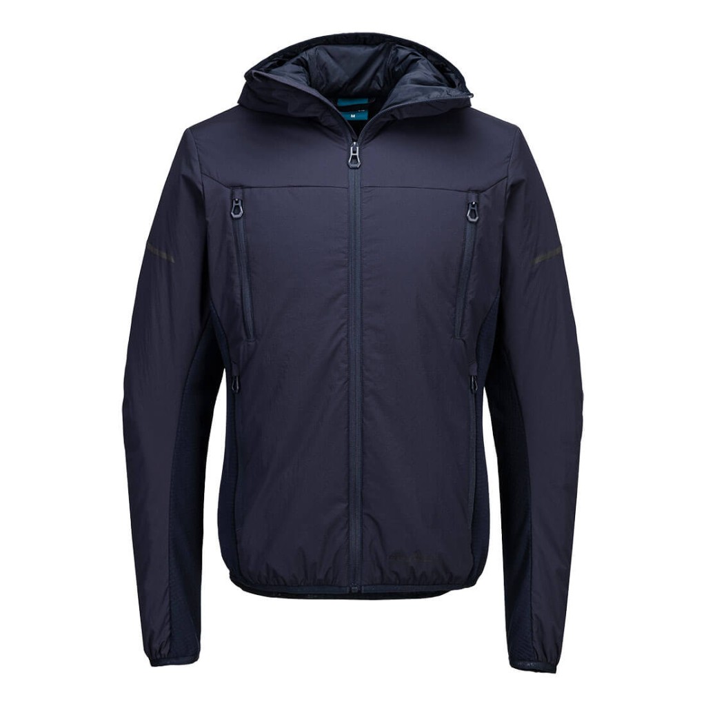 A navy blue padded jacket featuring a warm thermal lining, suitable for a wide range of outdoor and site work applications.