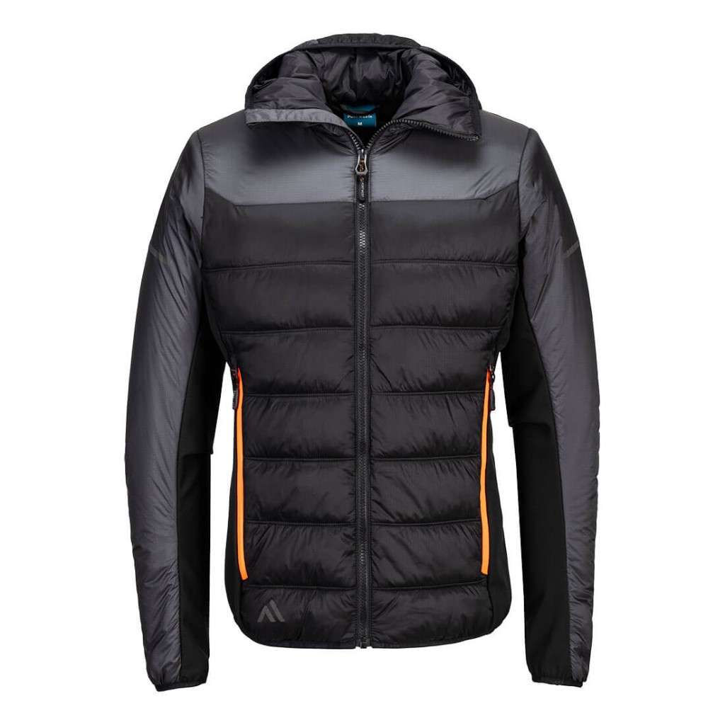 A grey padded jacket featuring a warm thermal lining, suitable for a wide range of outdoor and site work applications.