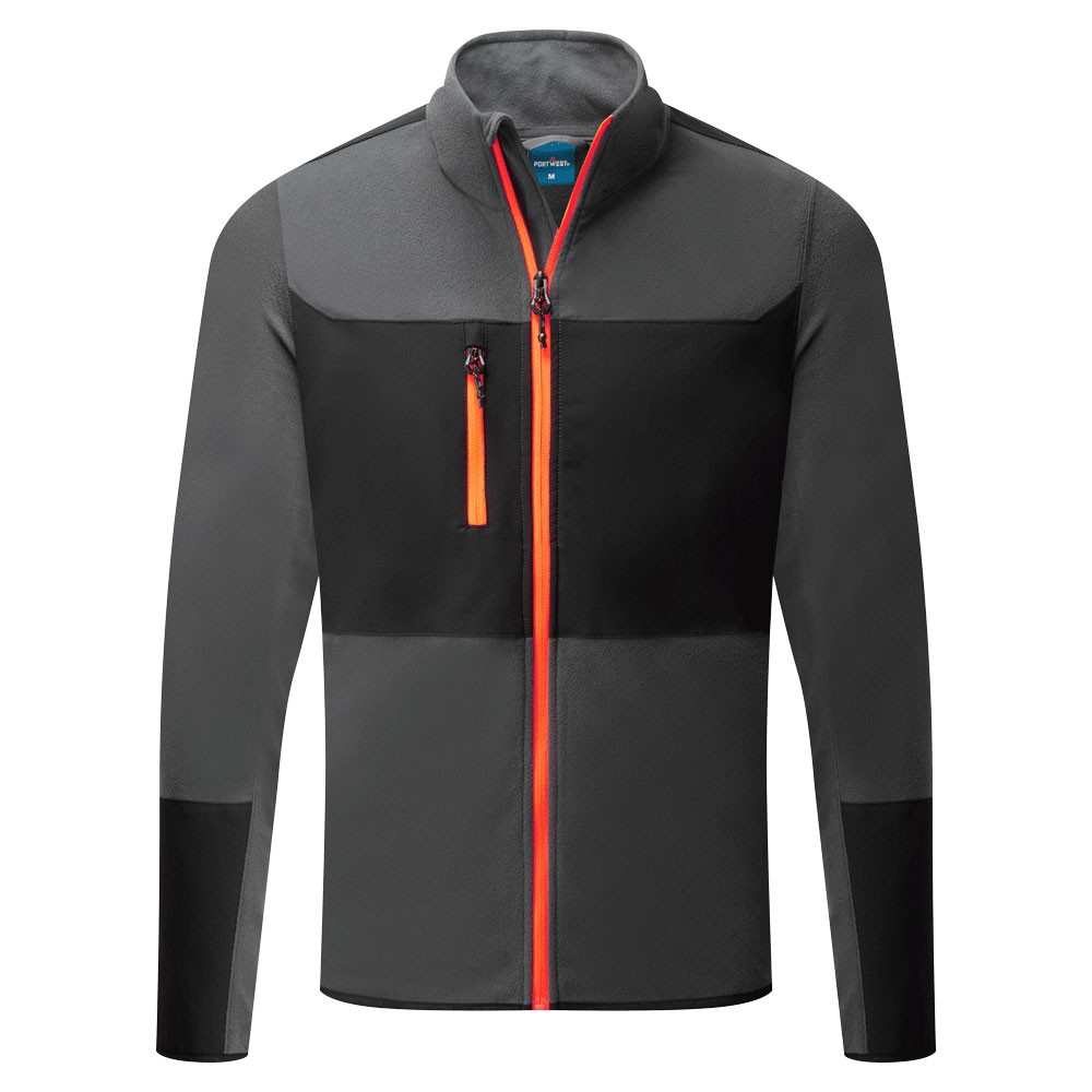 A grey workwear garment featuring stretch panels for ease of movement, suitable for a wide range of outdoor and site work applications.