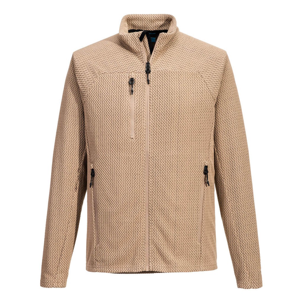 A khaki workwear garment designed for use on construction sites and in industrial work environments.,