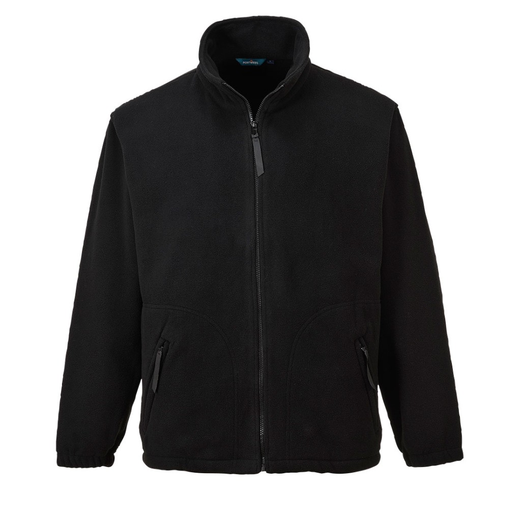 A black workwear garment designed for use on construction sites and in industrial work environments.,
