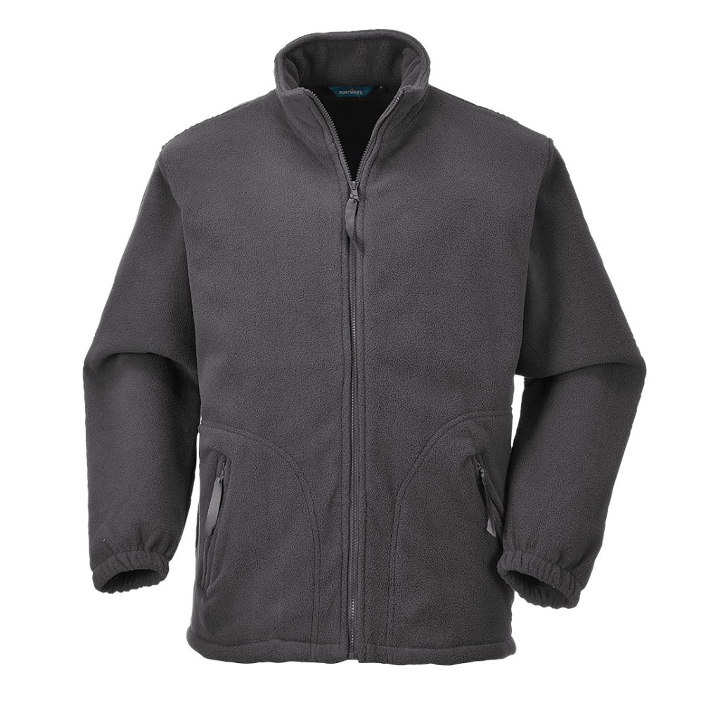 A grey workwear garment designed for use on construction sites and in industrial work environments.,
