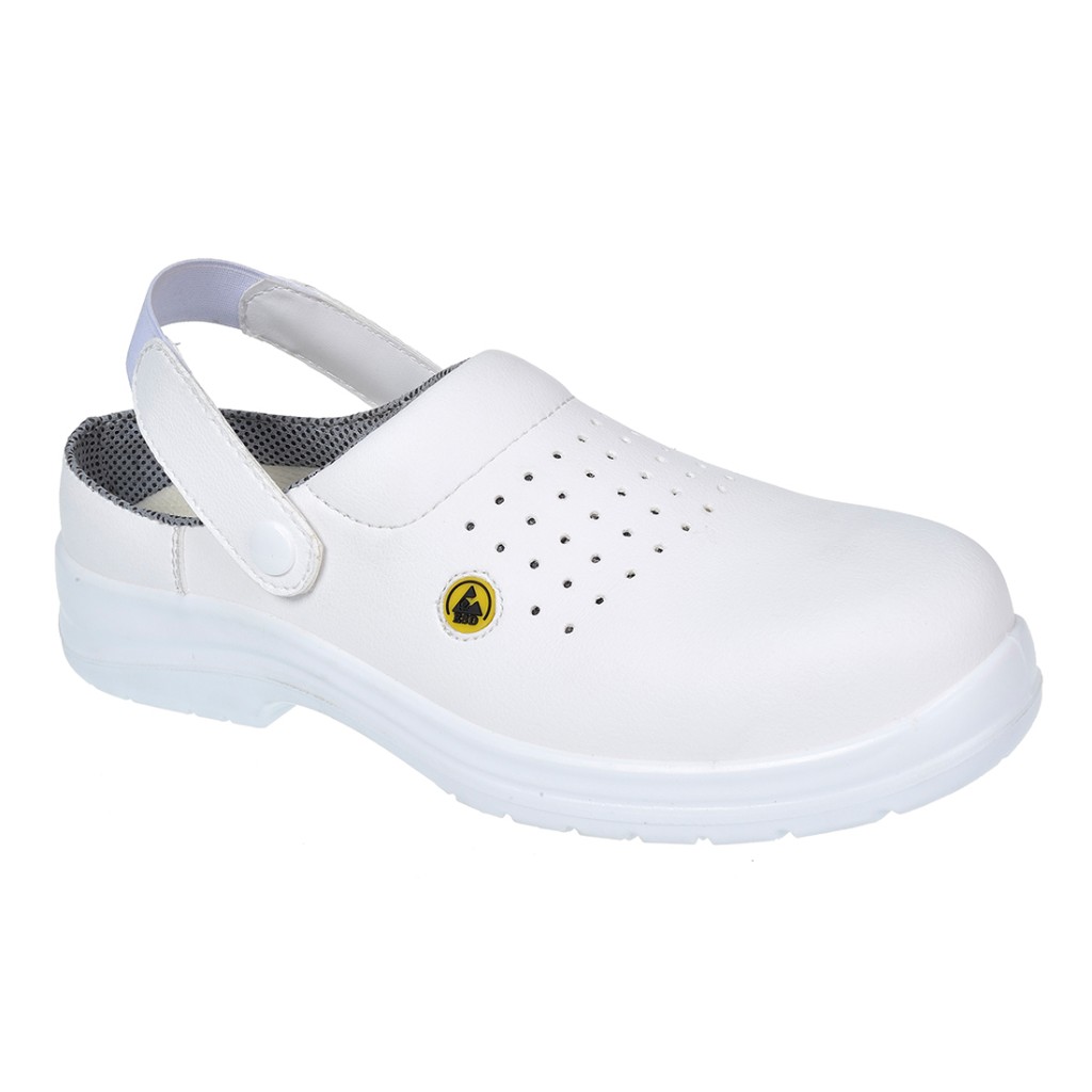 A white workwear garment featuring anti-static properties, suitable for a wide range of outdoor and site work applications.