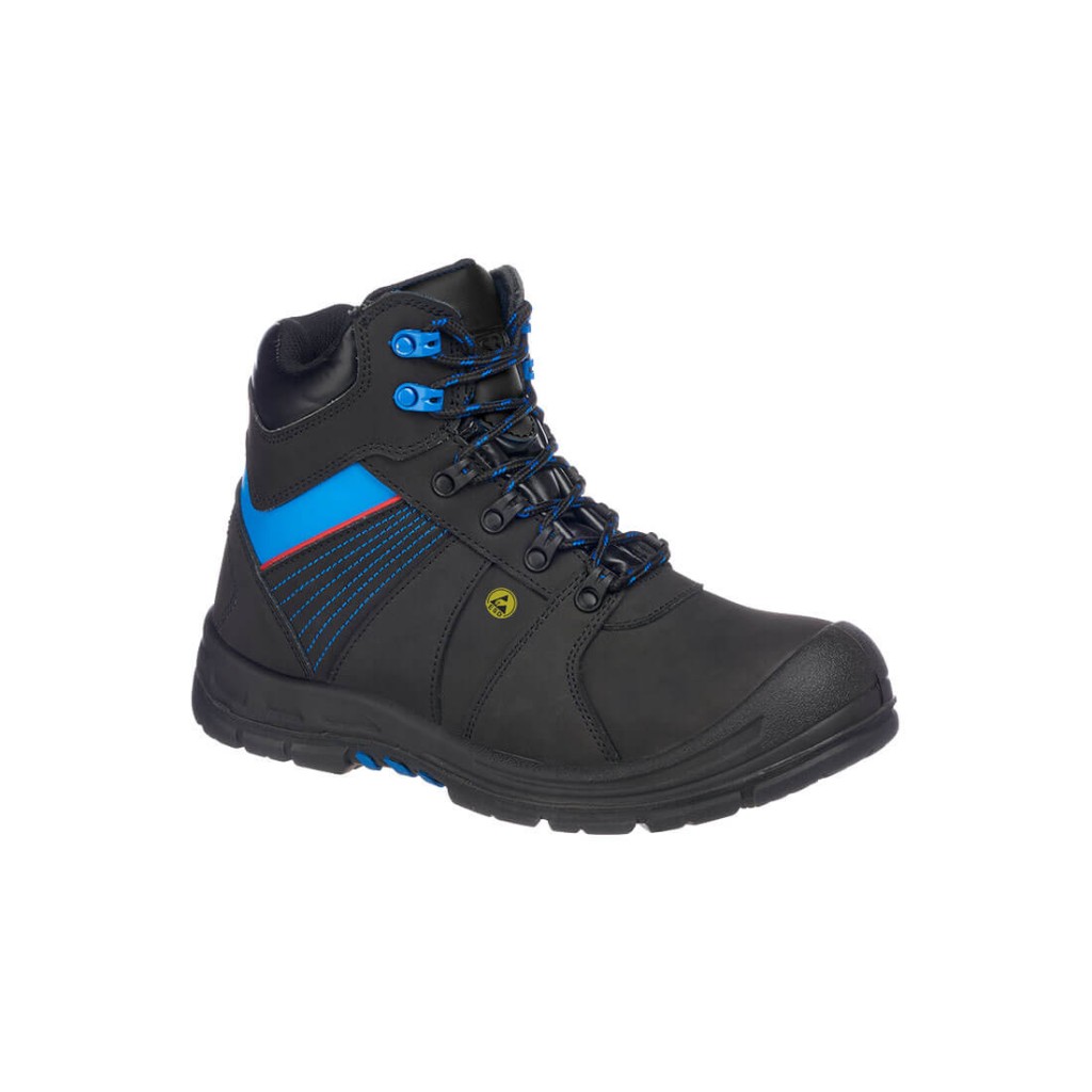 A black composite safety boot with a composite toecap and anti-slip sole, providing lightweight safety protection for site and industrial use.