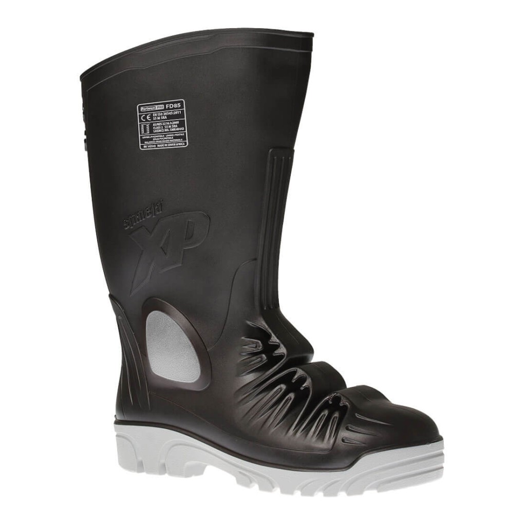 A black workwear garment designed for use on construction sites and in industrial work environments.,