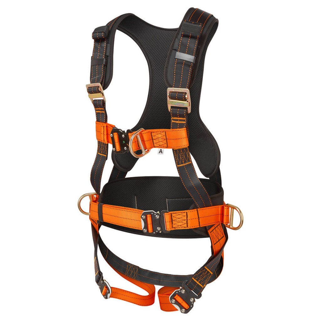 A black workwear garment designed for use on construction sites and in industrial work environments.,
