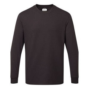 A navy blue work shirt featuring anti-static properties, suitable for a wide range of outdoor and site work applications.