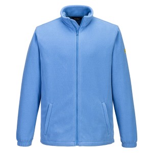 A blue workwear garment featuring anti-static properties, suitable for a wide range of outdoor and site work applications.