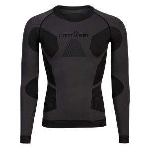 A charcoal workwear garment designed for use on construction sites and in industrial work environments.,