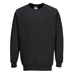 A black work shirt designed for use on construction sites and in industrial work environments.,