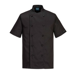 A jacket designed for use on construction sites and in industrial work environments.,
