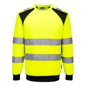A high-visibility yellow work shirt featuring retroreflective tape panels, suitable for a wide range of outdoor and site work applications.