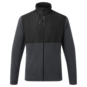A grey workwear garment designed for use on construction sites and in industrial work environments.,