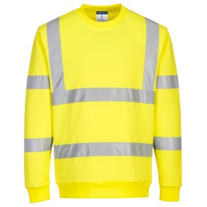 A high-visibility yellow work shirt featuring retroreflective tape panels, suitable for a wide range of outdoor and site work applications.