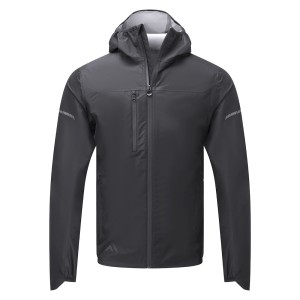 A grey waterproof jacket featuring a water-resistant outer shell, suitable for a wide range of outdoor and site work applications.