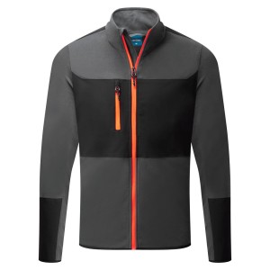 A grey workwear garment featuring stretch panels for ease of movement, suitable for a wide range of outdoor and site work applications.