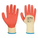 A pair of yellow disposable nitrile gloves with a textured fingertip for grip, offering protection against chemicals and contaminants.