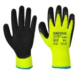 A pair of yellow disposable nitrile gloves with a textured fingertip for grip, offering protection against chemicals and contaminants.