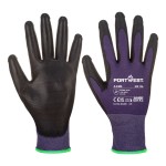 A pair of black work gloves with a textured grip palm and adjustable wrist closure, designed for general site use.