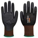 A pair of black disposable nitrile gloves with a textured fingertip for grip, offering protection against chemicals and contaminants.