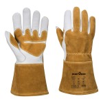 A brown workwear garment designed for use on construction sites and in industrial work environments.,