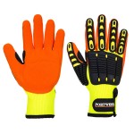 A pair of yellow disposable nitrile gloves with a textured fingertip for grip, offering protection against chemicals and contaminants.