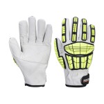A pair of thermal-lined work gloves with a textured grip palm and an elasticated wrist, for use in cold weather conditions.