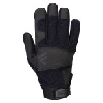 A pair of black work gloves with a textured grip palm and adjustable wrist closure, designed for general site use.