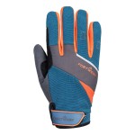 A pair of blue work gloves with a textured grip palm and adjustable wrist closure, designed for general site use.