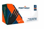 A pair of black disposable nitrile gloves with a textured fingertip for grip, offering protection against chemicals and contaminants.