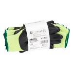 A pair of yellow work gloves with cut-level D13 protection, a textured grip palm, and an elasticated cuff for a secure fit.