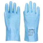 A blue workwear garment designed for use on construction sites and in industrial work environments.,
