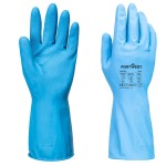 A blue workwear garment designed for use on construction sites and in industrial work environments.,