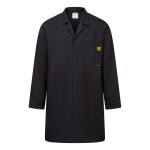 A black jacket featuring anti-static properties, suitable for a wide range of outdoor and site work applications.