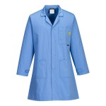 A blue jacket featuring anti-static properties, suitable for a wide range of outdoor and site work applications.