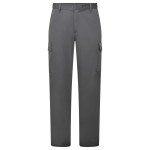 A pair of grey work trousers featuring anti-static properties, suitable for a wide range of outdoor and site work applications.