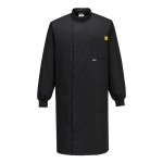 A black jacket featuring anti-static properties, suitable for a wide range of outdoor and site work applications.