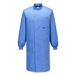 A blue jacket featuring anti-static properties, suitable for a wide range of outdoor and site work applications.