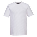 A white work shirt featuring anti-static properties, suitable for a wide range of outdoor and site work applications.